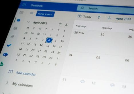 a computer screen with a calendar on it