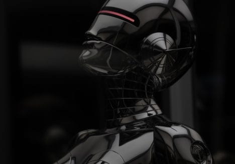 black and white robot illustration
